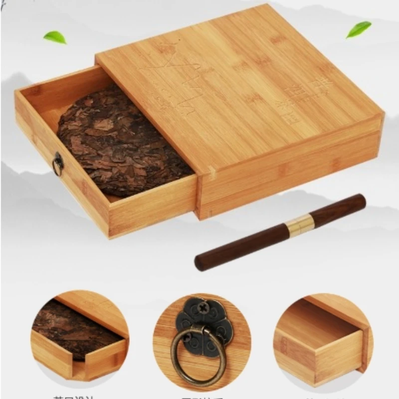 Natural Nan Bamboo Vintage Pu'er Tea Storage Box Exquisite Craft High-End Gift Wooden Container for Tea Cake