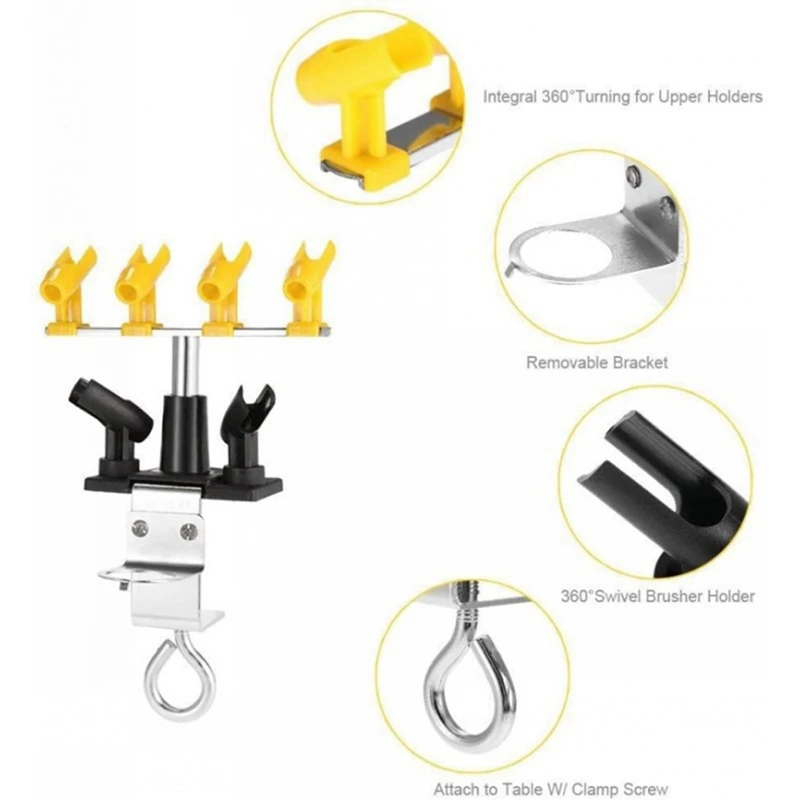 Airbrush Holder Kits Universal Clamp-On Hold Up 6 Paint Airbrush And 1 Regulator 360Degree Efficient Work