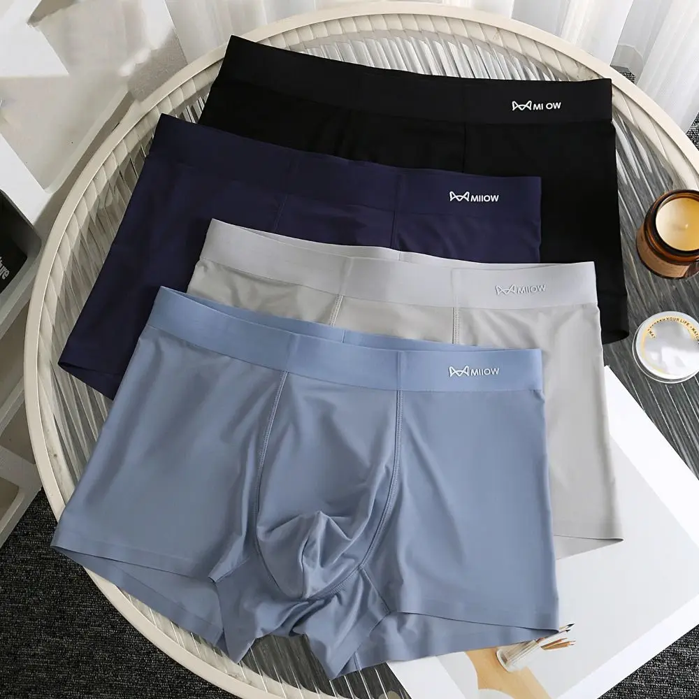 

4Pcs Comfortable Modal Men's Flat Panties Mid Waist Elastic Sporty Boxers Shorts Large Size Underpants Men's Underwear Male Boys
