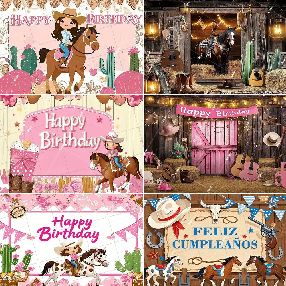 

Western Cowboy Cowgirl Horse Barn Boho Country Happy Birthday Party Decor Baby Shower Kids Portrait Photography Background Props