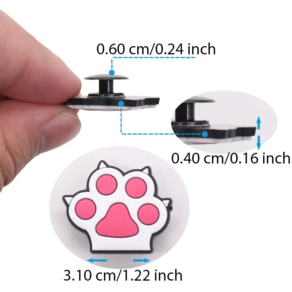 New Arrival 1pcs Cute Cartoon Cat Paw Doughnut PVC Shoe Charms Sandals Decoration Ornaments Accessories Kid Party Xmas Gift