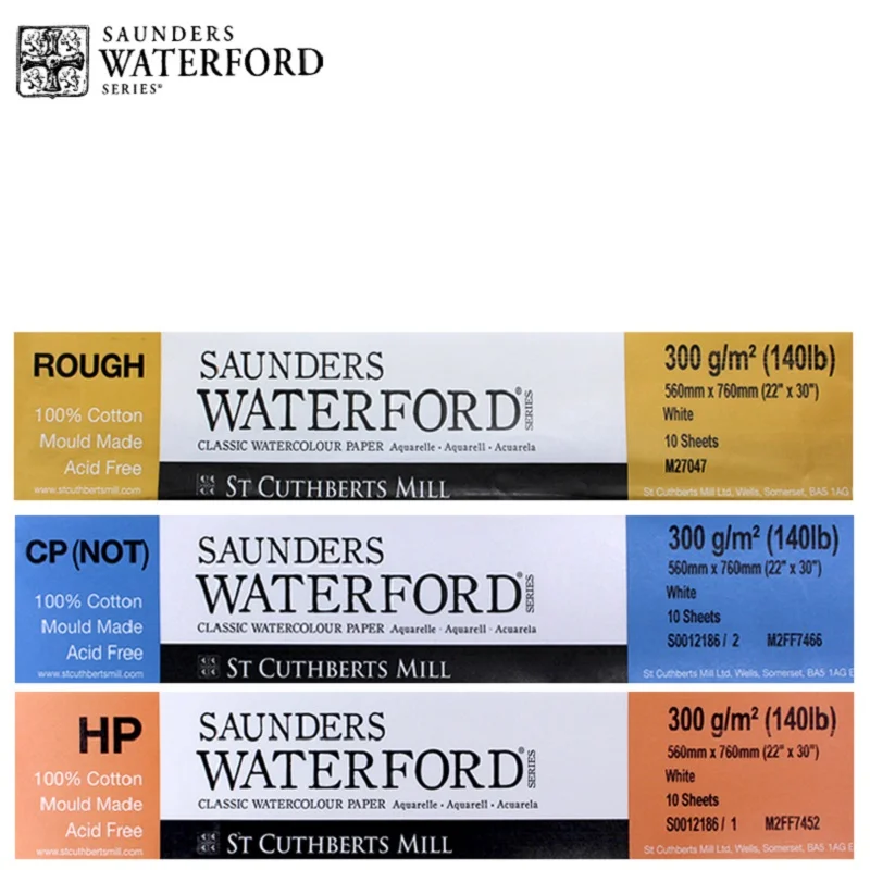 UK WATERFORD 300g watercolor paper artist 100% cotton fine/medium/rough acuarelas sketchbooks 8k/4k/2k drawing paper art supplie