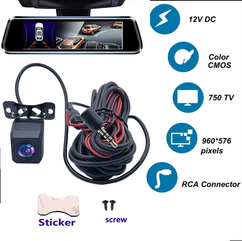 Car Rearview Mirror Reversing Camera Color Night Vision 1080P Car Image 4 Pin Driving Recorder Rear View Camera