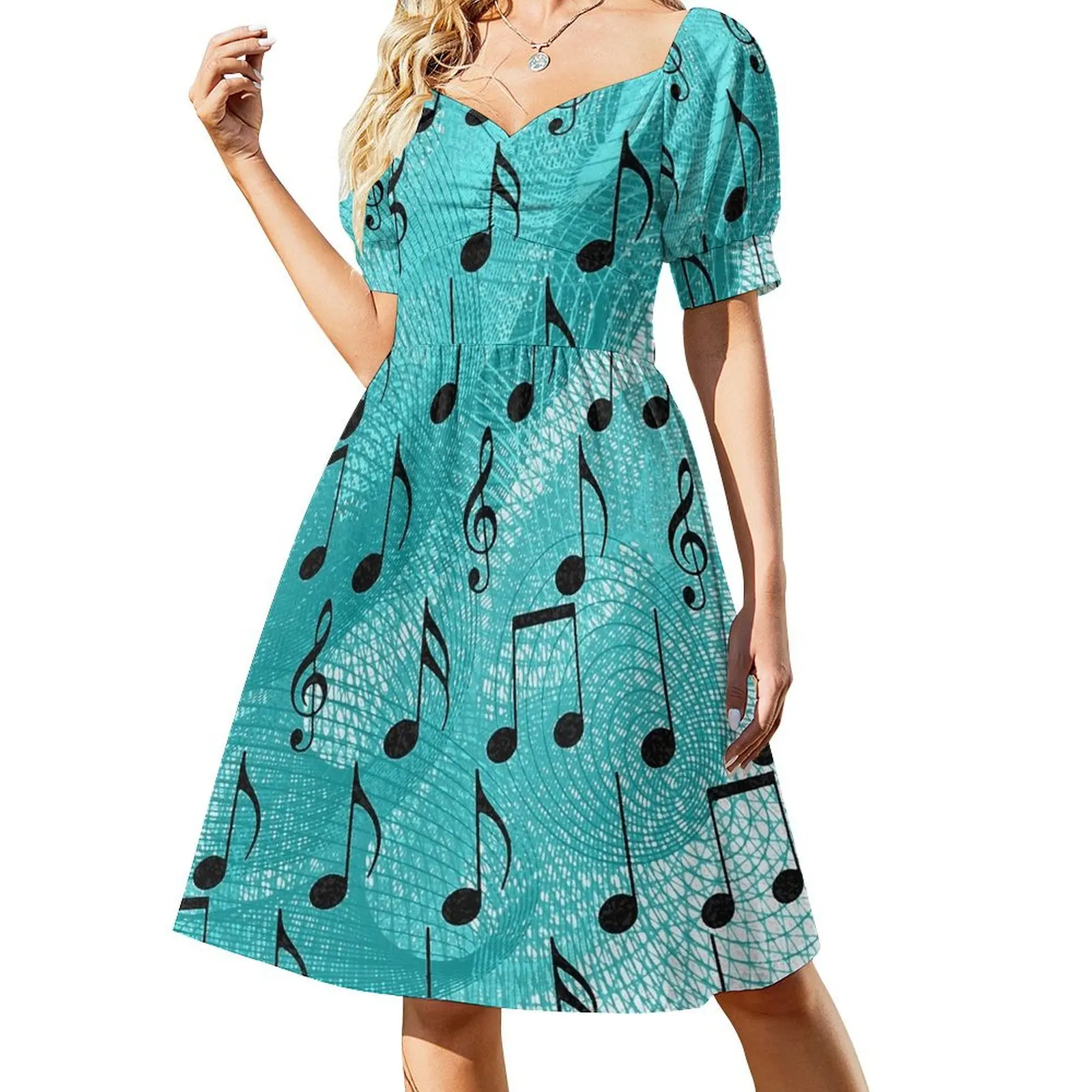 

Music notes Short Sleeved Dress dress party night beach dress