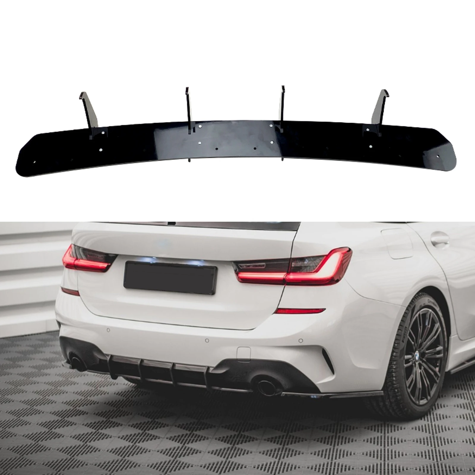 

For BMW 3 Series G20 320i 325i 330i 2019 2020 2021 2022 M Sport Model Rear Bumper Diffuser Splitter Spoiler Lip Boot Plate Fin