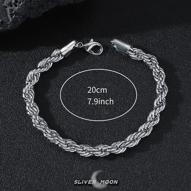 Hip Hop Stainless Steel Twist Chain Bracelet - Men's Retro Gold Color Design | Fashion Trendy Jewelry Accessory