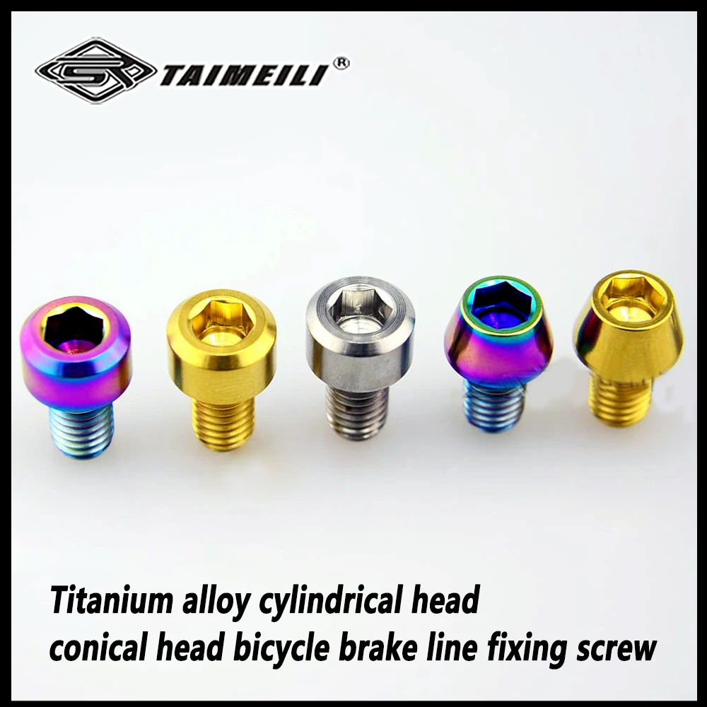 원통형 헤드 원추형 헤드 자전거 브레이크 라인 고정 나사, 티타늄 합금 나사, M6 x 10mm, 2 개, 4 개