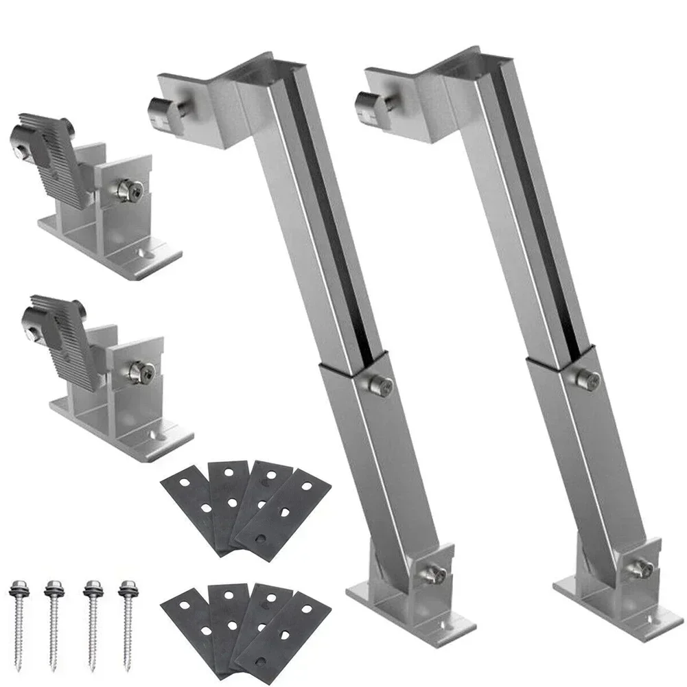 1 Pair Solar Panel Racking PV Mounts Solar Mounting Bracket Solar Power Supplies 15-30 Degrees Adjustable Base Set Bracket