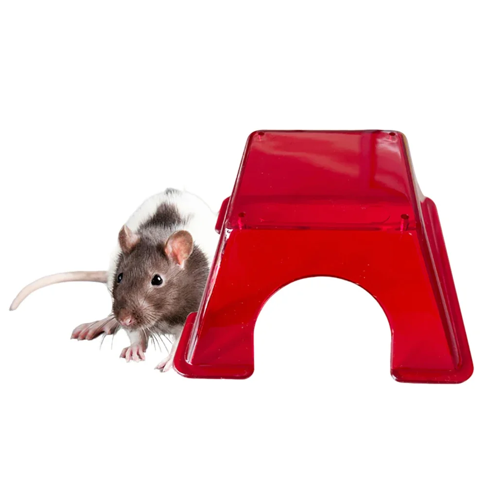 ‌Laboratory Mouse Enrichment Toy Anti Fight Red Shelter & Tunnels for C57 Mice, Stress Relief Toy with Safe Hideout