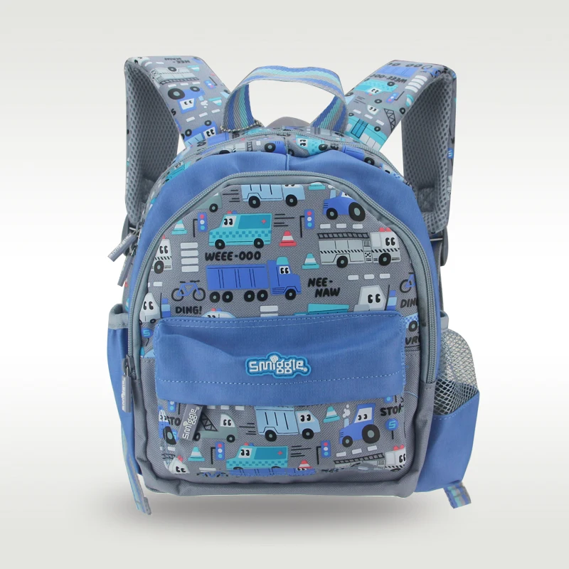 حقيبة مدرسية للأطفال حقيبة ظهر كتف للأولاد شاحنة خلاط رمادية kawaii1-4 سنوات 11 بوصة