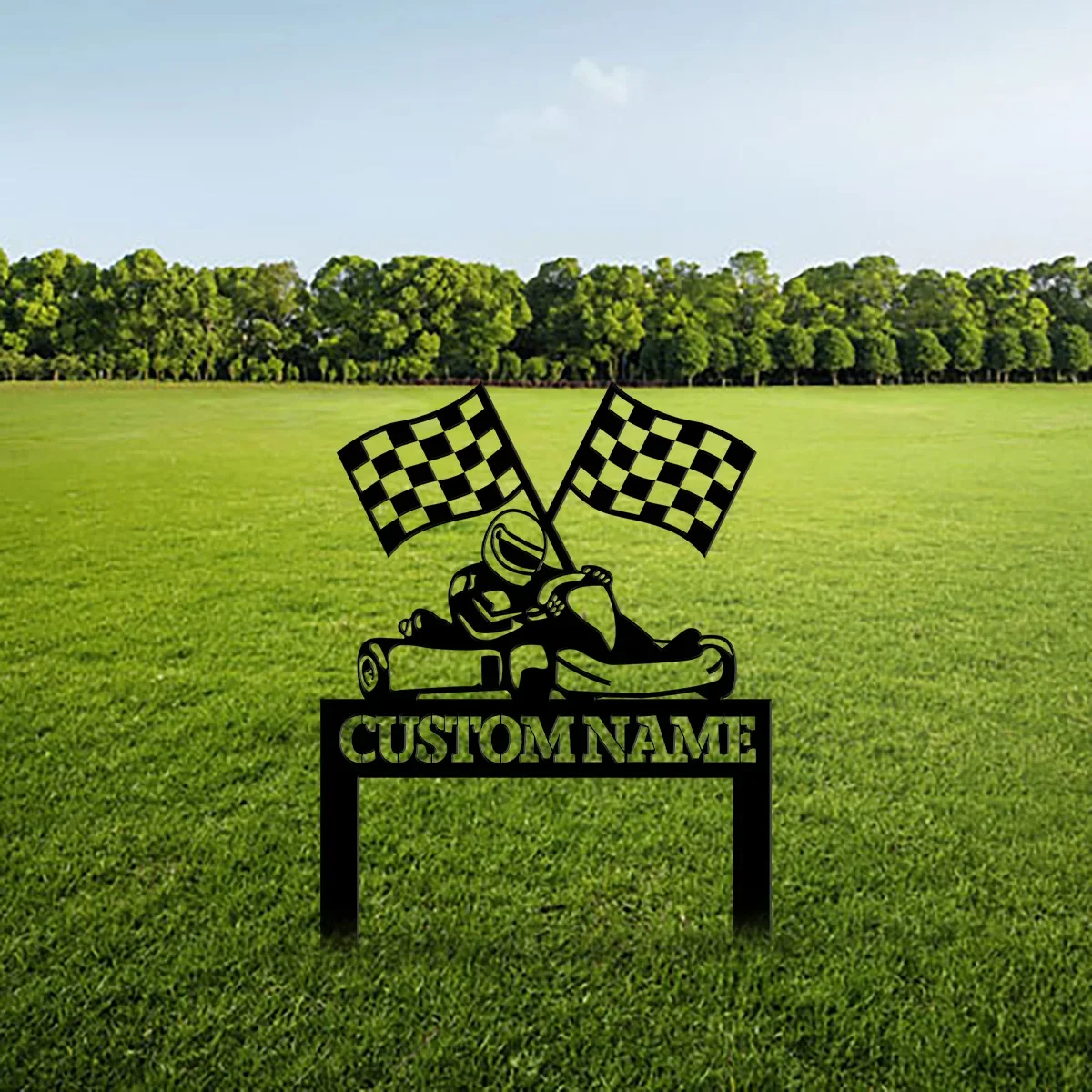 Custom Outdoor Karting Metal Sign With Stakes - Personalized Outdoor Karting Metal Name Sign With Stake - Karting Metal Stake