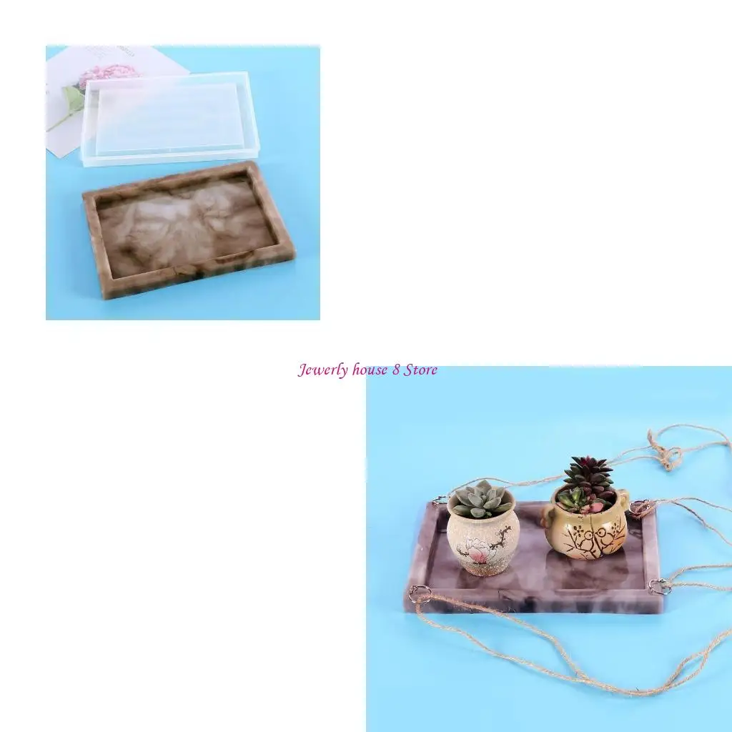 الإبداعية مستطيل زهرة وعاء صينية قالب من السيليكون لتقوم بها بنفسك علبة تخزين الكريستال Mo