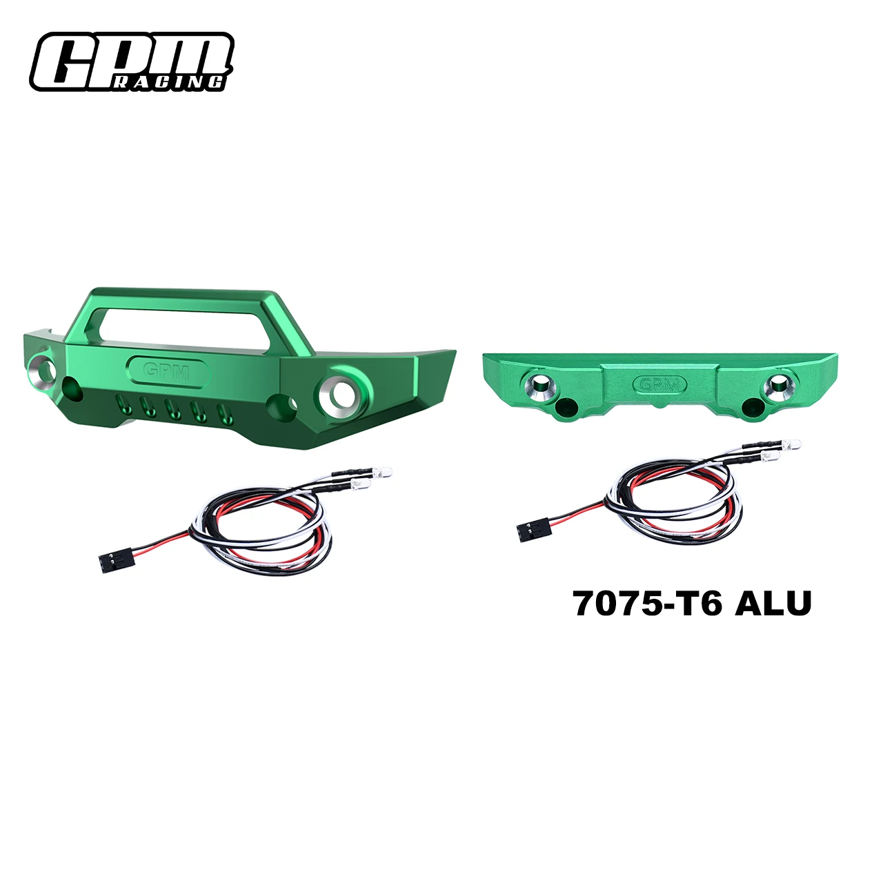 المصد الأمامي والخلفي من خليط معدني GPM 7075 مع أضواء LED لـ TRAXXAS Mini Maxx