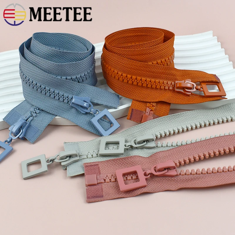 

8# Meetee 80-120cm Resin Zipper Single/Double Slider Zips Sewing Coat Bag Garment Open-End Decor Zippers Repair Kit Accessories