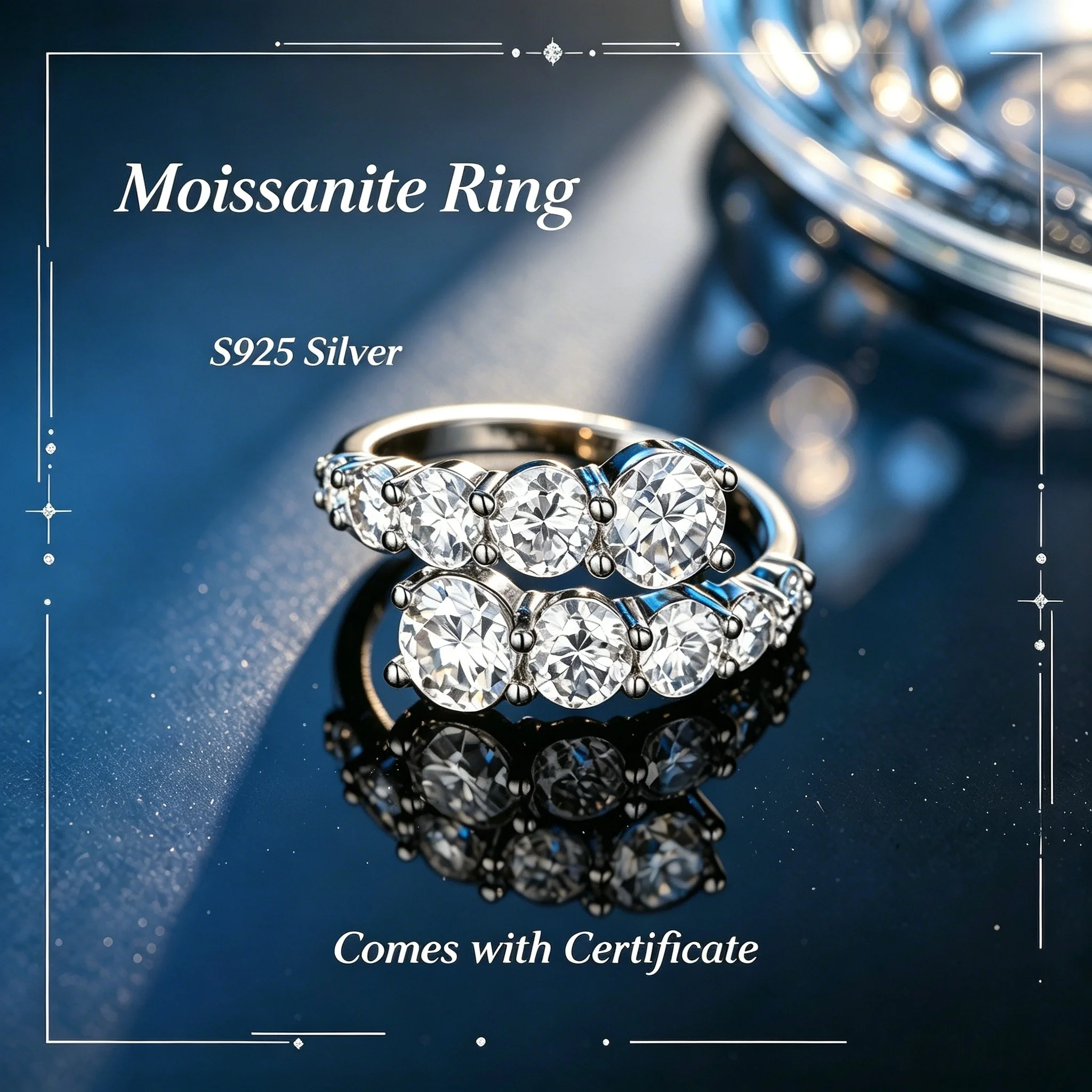 [Großhandel] 1,5mm Voll-Moissanit-Ring S925 Sterling Silber Mit GRA-Zertifikat Bandring für Damen Funkelnde Party-Geburtstagsgeschenke – Detail 5