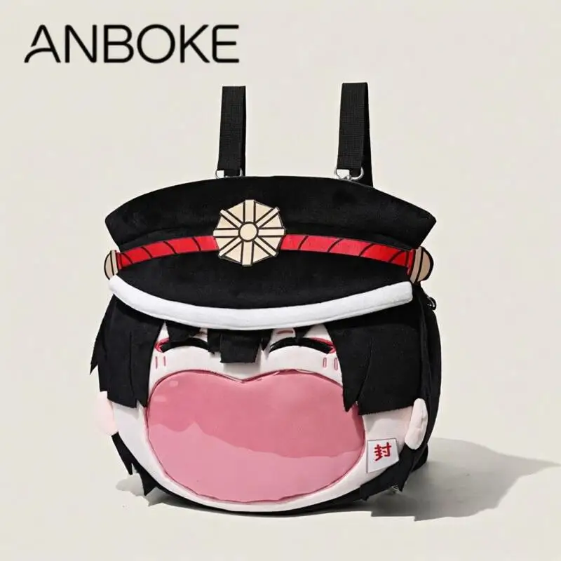 36Cm Toilet-Bound Hanako-Kun Hanako Black Hat Plush Transparent Zipper Backpack Plush Doll Storage Anime Enthusiast Collection