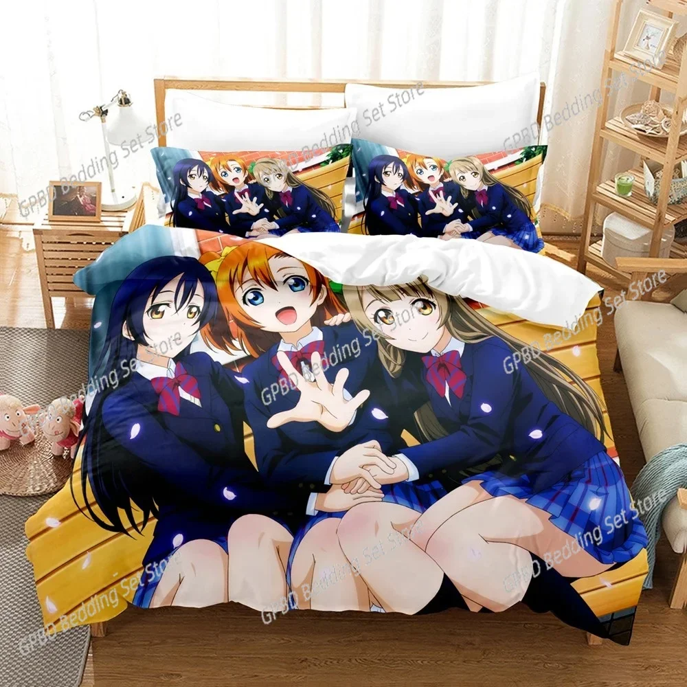 3D Cartoons LoveLive! School idol project Comfortable Duvet Quilt Cover Pillowcase Bedding Set Bedroom Decoration Home Textile