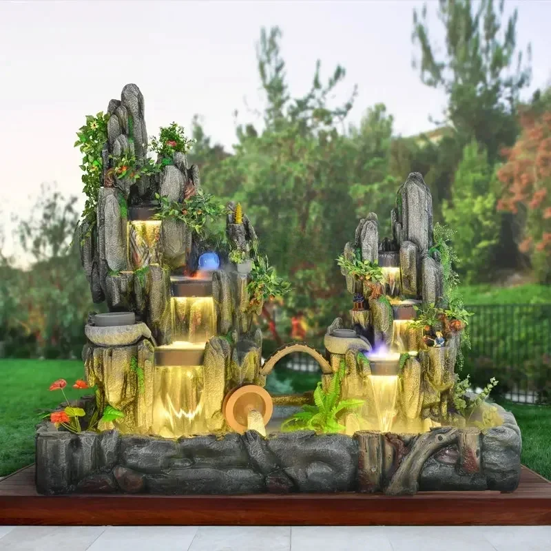 

Large Artificial Mountain and Fountain Fish Pond Courtyard Balcony Decoration Fengshui Wheel Creative Decorations Furnishings