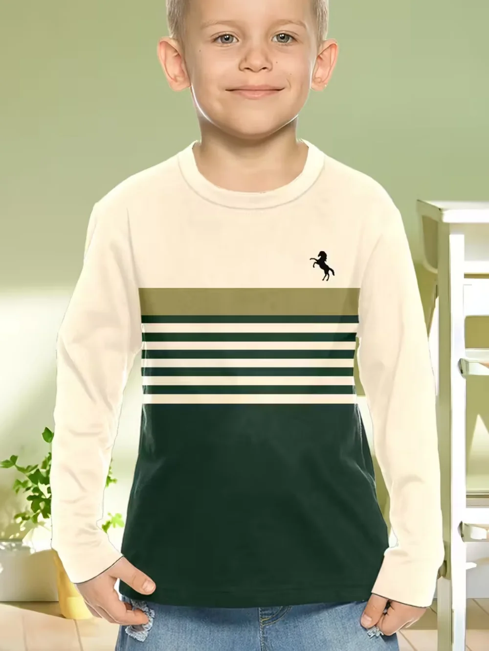 الخريف الكلاسيكية Boyst-قميص في الهواء الطلق جولة الرقبة طويلة الأكمام أعلى شريط ثلاثية الأبعاد طباعة الشارع فضفاض تي شيرت الراحة ملابس الأطفال #6