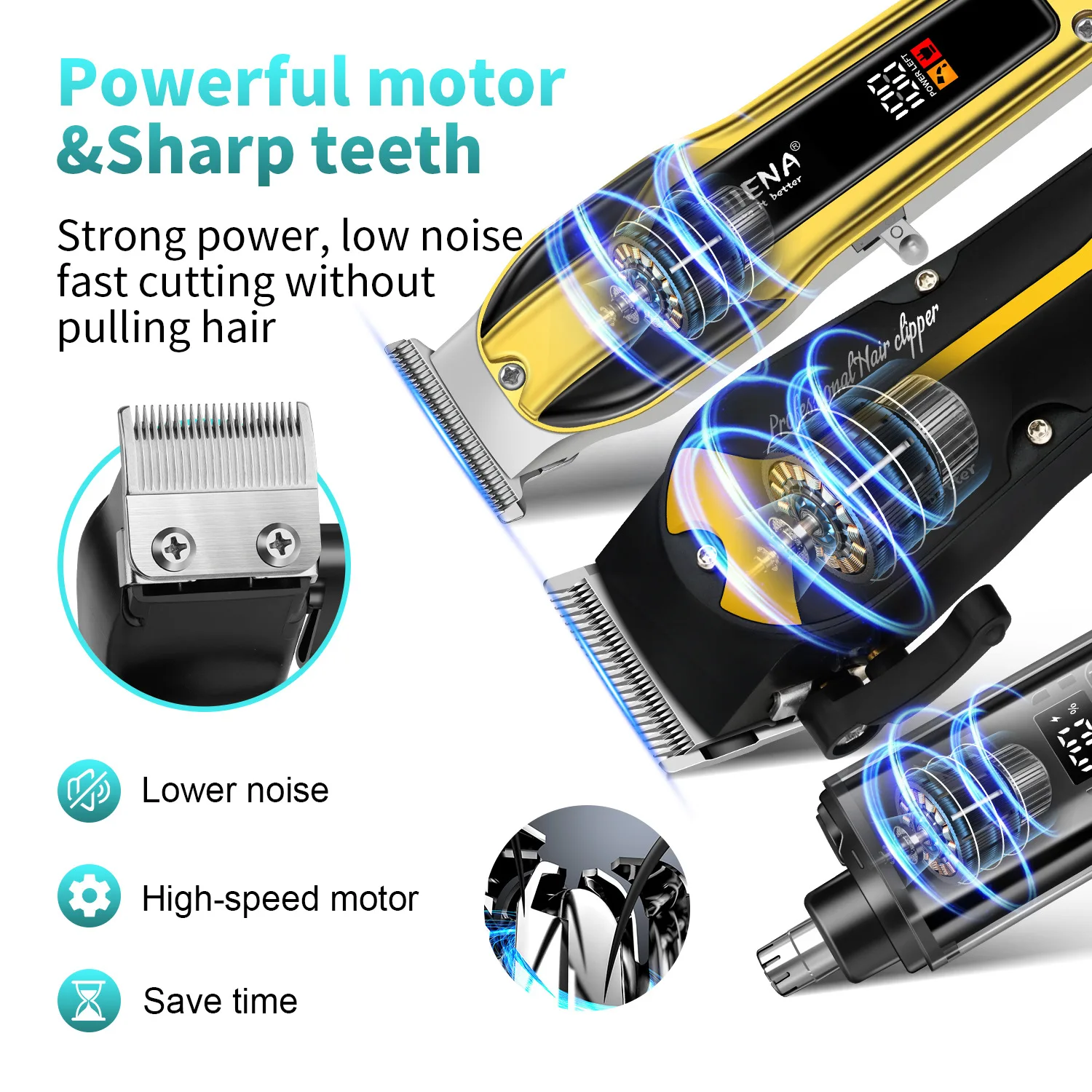 Zestaw do strzyżenia włosów HYN-246 Profesjonalny Bezprzewodowy Trymer do Włosów i Brody z Wyświetlaczem LED Salon Fryzjerski Strzyżenie Włosów