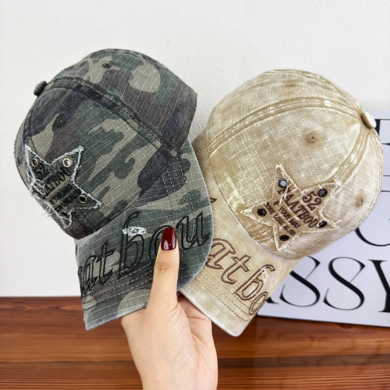 

1PC Japanese-style retro spring and autumn new style individual five-pointed star embroidered letter baseball cap