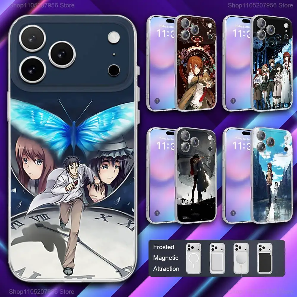 

S-Steins Anime G-Gate For iPhone 11,12,15,14,13,17,16,Pro,Plus,E,Max,Air,Mini Magnetic Frosted Cover Phone Case