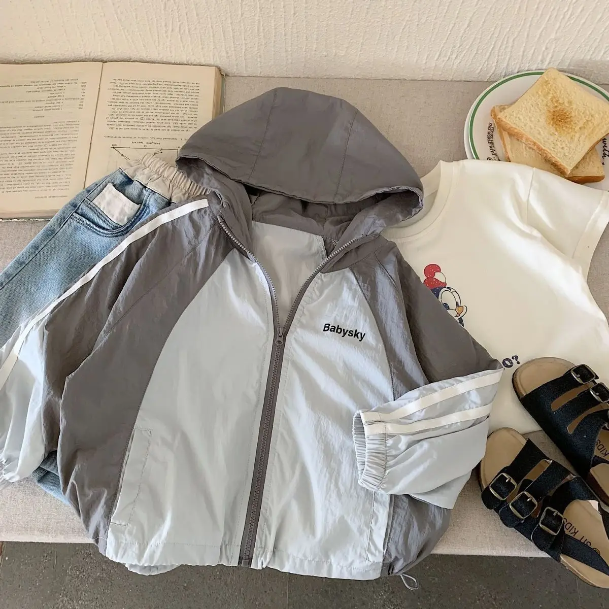 2026 Summer Clothes New Boys 1-10 Y Handsome Children's Hooded Coat Long Sleeve Infant Boys Sunscreen Jacket Kids Zipper Tops