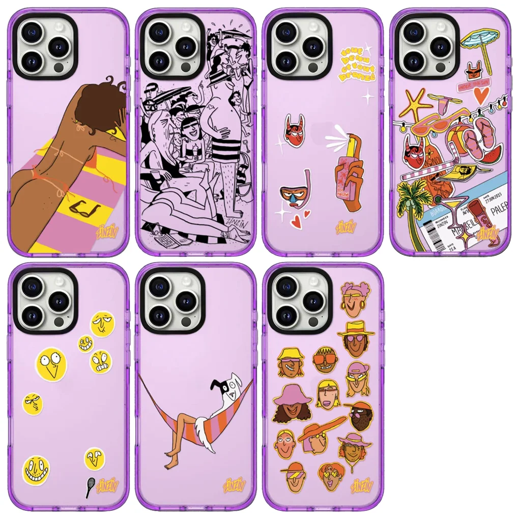 

Sunbathe Purple Border Imprinted Letters Protective Acrylic MagSafe Case for IPhone 12 13 14 15 16 Pro Max Cover Shell