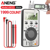 Thin Portable Multimeter 600V ANENG AN101 Pocket NCV Voltmeter Card-Type Capacitance Meter with Lead Wire LCD Home Use DIY Tools