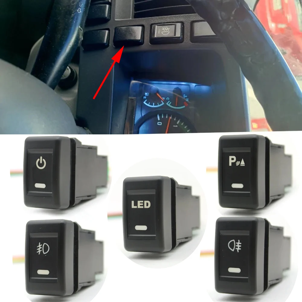

Power Supply Car LED Light Rear Fog light Switch Heating Button Fog Lamp Radar Detector Switch Use For Isuzu KV100 700P