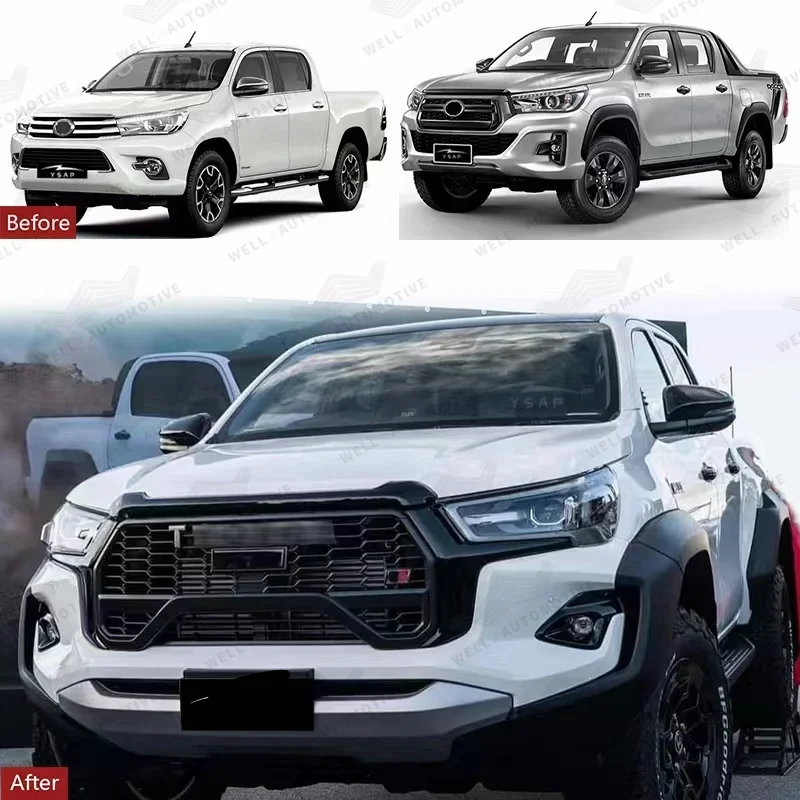 New Style Off-Road Parts Front Car Bumpers ABS Grille Black Body kits For hilux 2021 Upgrade To GR SPORT 2023