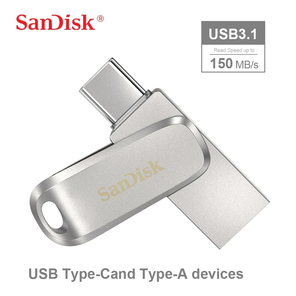 SanDisk-ミニメタル高速ペンドライブ,USB 3.1フラッシュドライブ,タイプC,otg,32GB, 64GB, 128GB, 256GB, 512GB,テラバイトGB