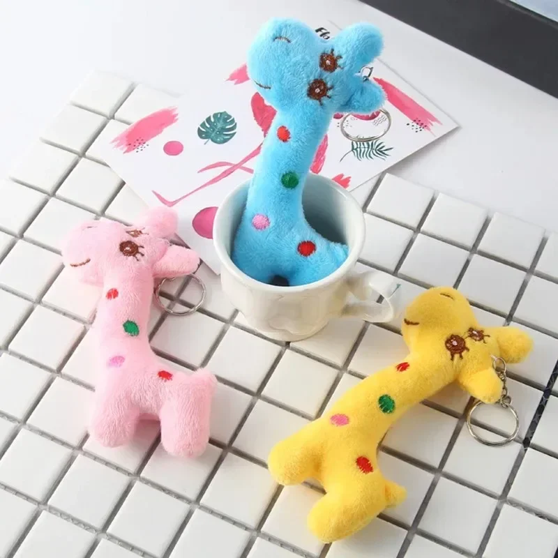 Bonito de pelúcia girafa brinquedos de pelúcia dos desenhos animados animal boneca chaveiro macio bonito pelúcia chaveiro pingente para crianças do bebê presentes engraçados