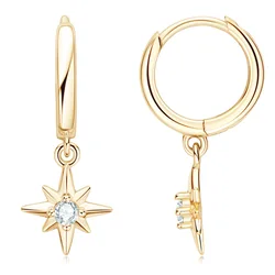 Trend New Hoops orecchini per donna 2.5mm Moissanite Star Starburst North-Star Real 925 Silver Charm Drop Earring Virgin Girl