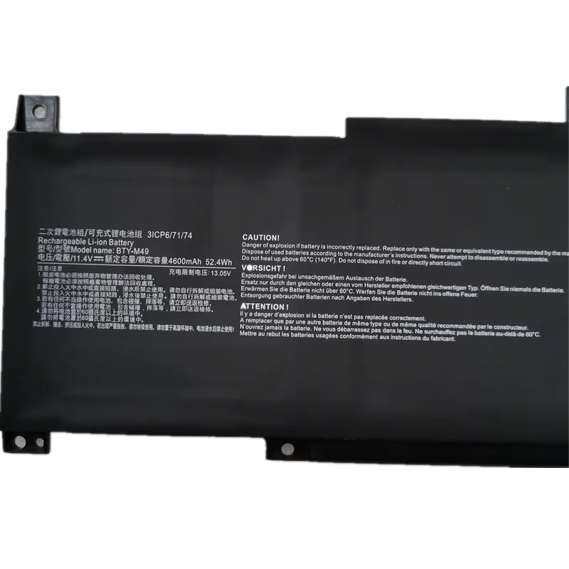 Laptop Battery BTY-M49 11.4V/52.4Wh/4600mAh For 14 A10SC P14 Hands-On A10M Notebook