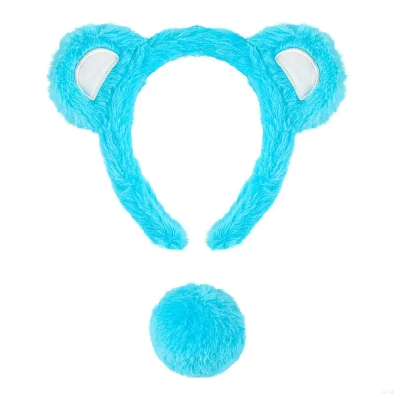 Little Bear Ears Headband with Tail Animal Bear Costumes for Halloween Cosplay 6XDA