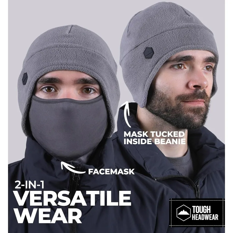 Tough Headwear Skull Cap Beanie - Stretch Fit and Helmet Liner - Wind-Blocking and Winter Running Gear - Lightweight Ski Hat