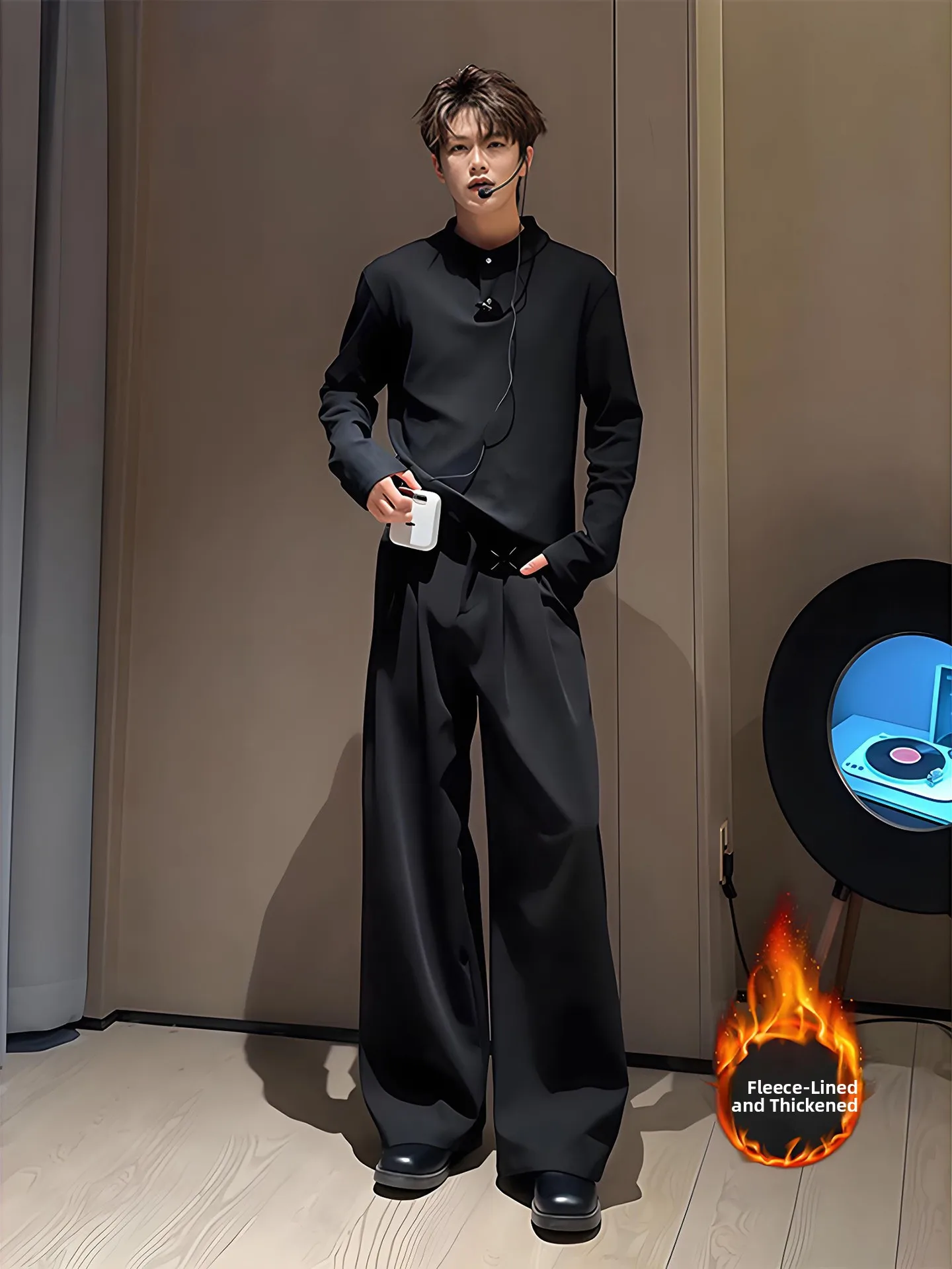 

Мужские брюки Bla Cleanfit Flared, осенне-зимние, на флисовой подкладке, с эффектом удлинения ног, повседневные, длинные