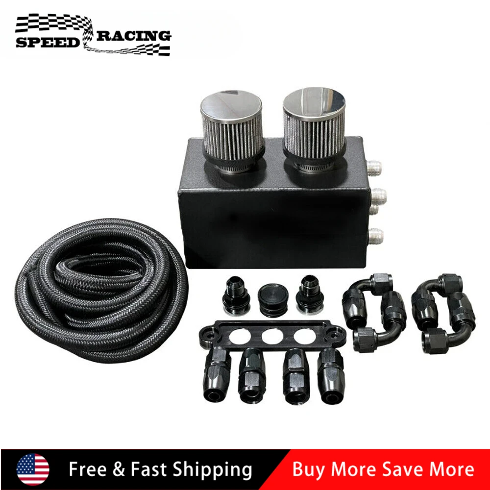 

Pro Series Oil Catch Can For 1994-1997 Honda Accord 1994-2001 Acura Integra 4 Port 10AN With Hoses