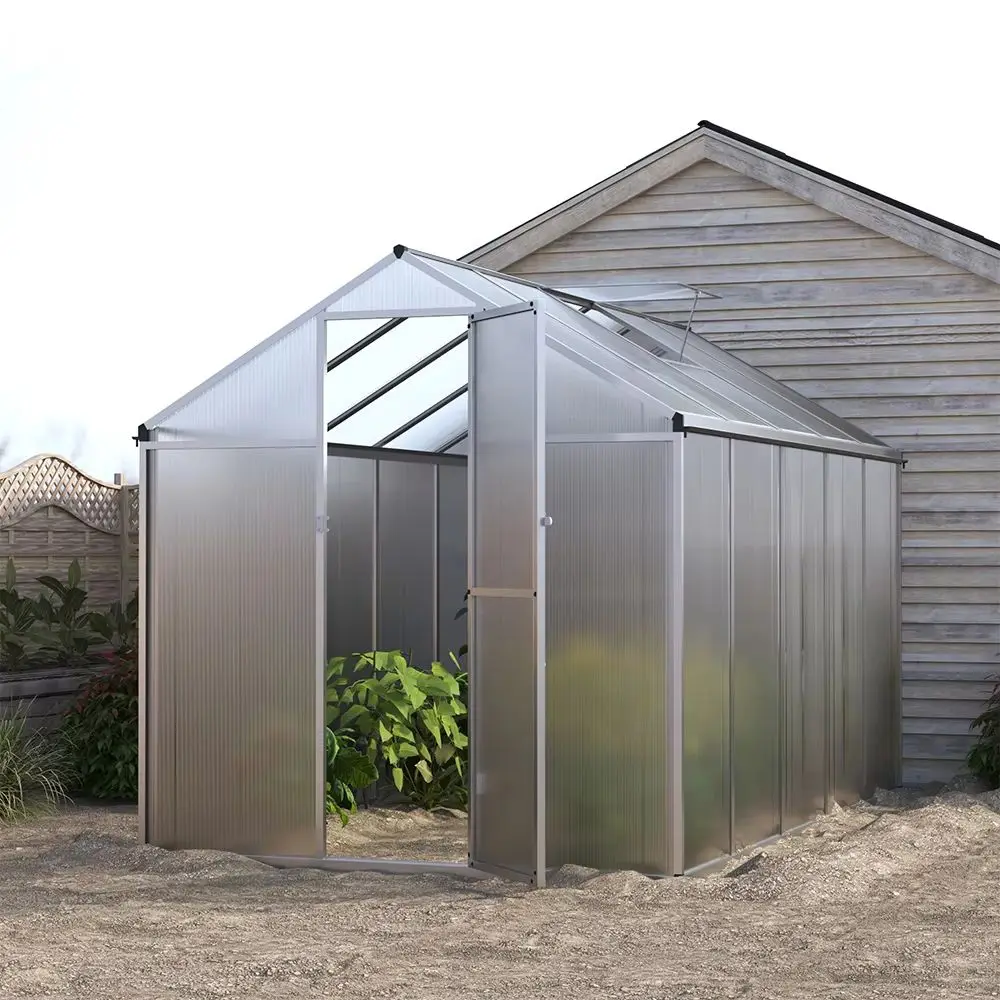 10x6ft Sliver Walk in Greenhouse Polycarbonate Greenhouse with Window