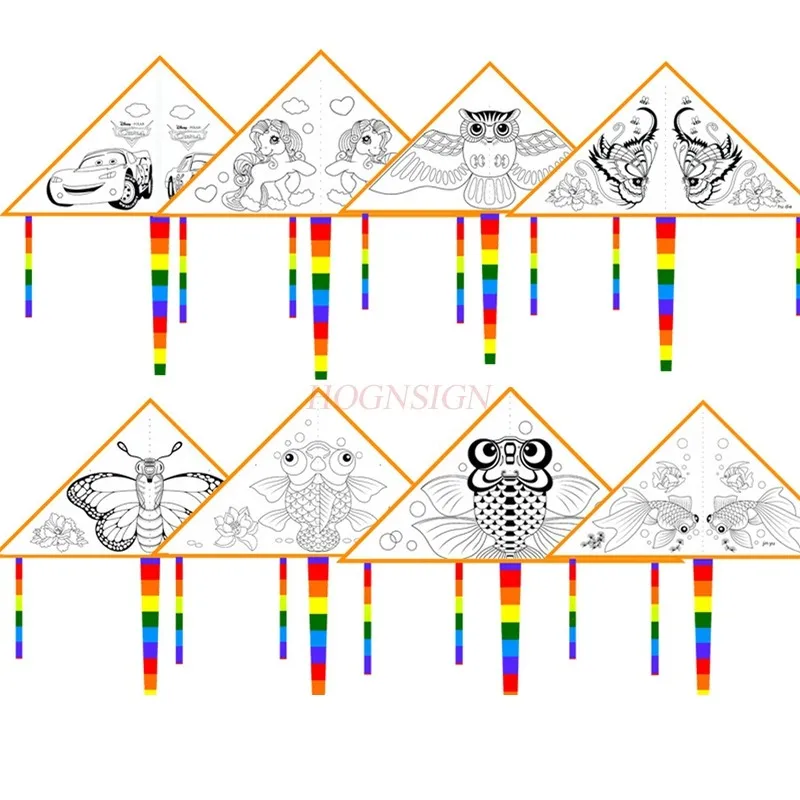 Kite-pintura hecha a mano para niños, línea de relleno de Color en blanco, borrador, materiales de enseñanza para guardería, paquete de Graffiti