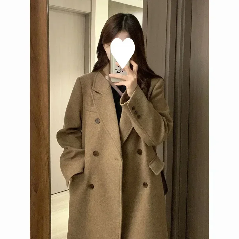 

Suit-style Woolen Coat Women's Autumn and Winter 2024 New Winter Mid-length Woolen Coat Thickened Winter