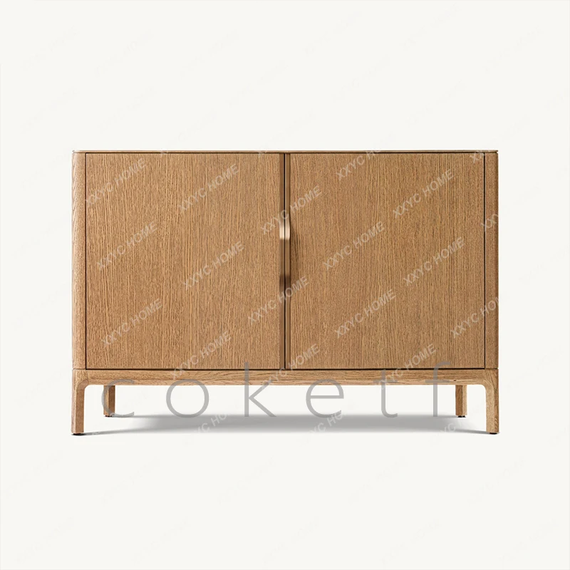 Solid Wood Double Door Dining Side Cabinet Wabi Wind Locker  High-end Fashion