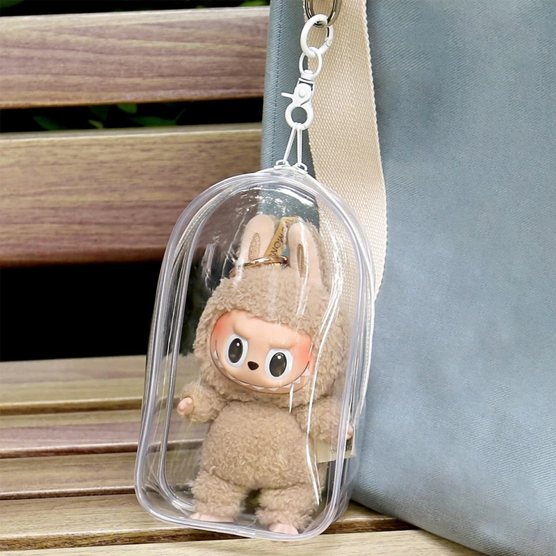 Clear Figure Display Bag for Labubu Thickened Transparent Protective Storage PVC Materials Organizer Box Coin Purse Key Bag