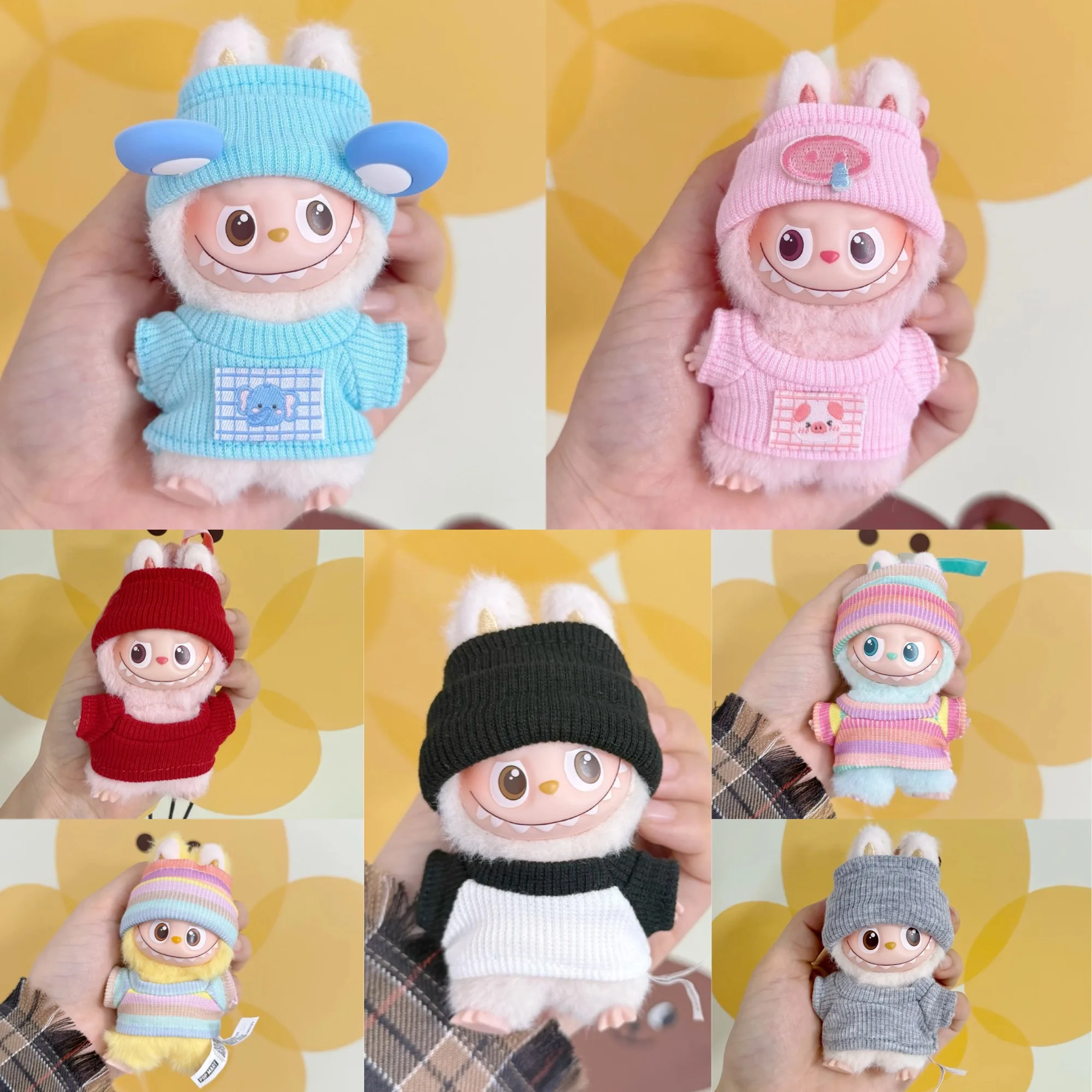 

4th Gen Mini Labubu Stretch Shirt Outfit, Changeable Keychain Costume for 10cm Vinyl Doll (Clothing Only)