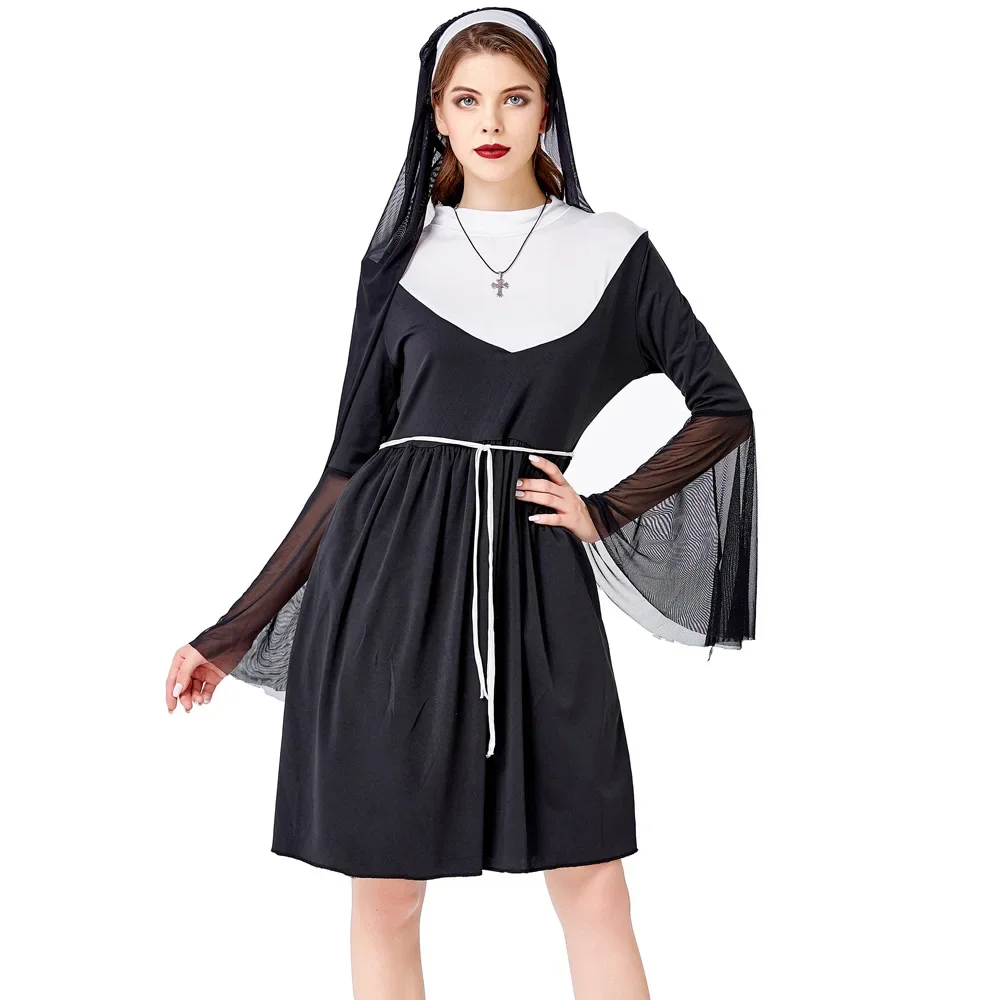 

Halloween Costumes For Women Sexy Cosplay Nun Costume Cosplay Dress With Black Hood For Sexy Halloween Costumes Sexy Costumes