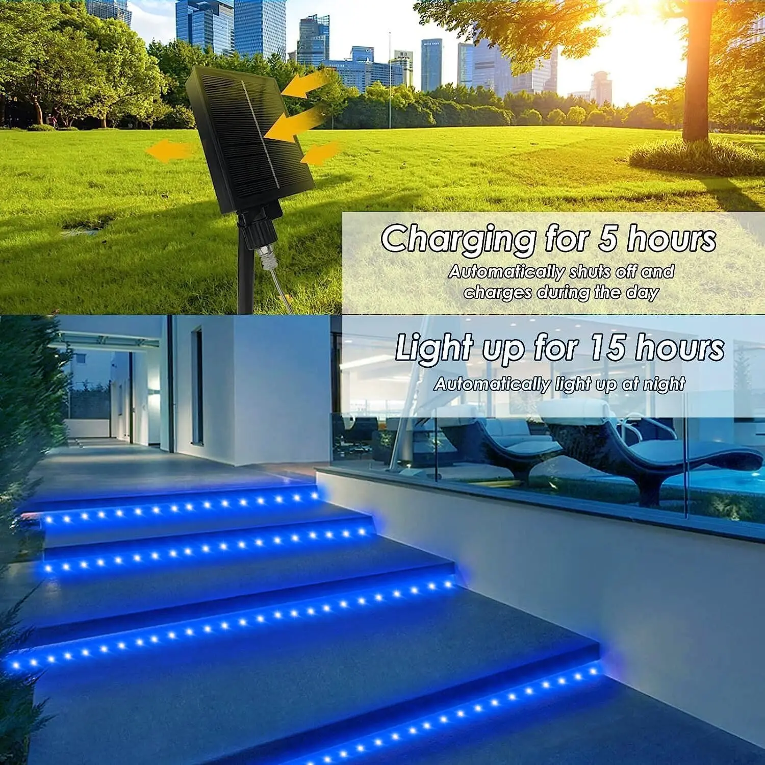 Fairy Lights blue 1000 LED Rope Lights Solar Powered for Christmas Garden Fence Yard Party Wedding Decor 164 FT 8 Modes Xmax