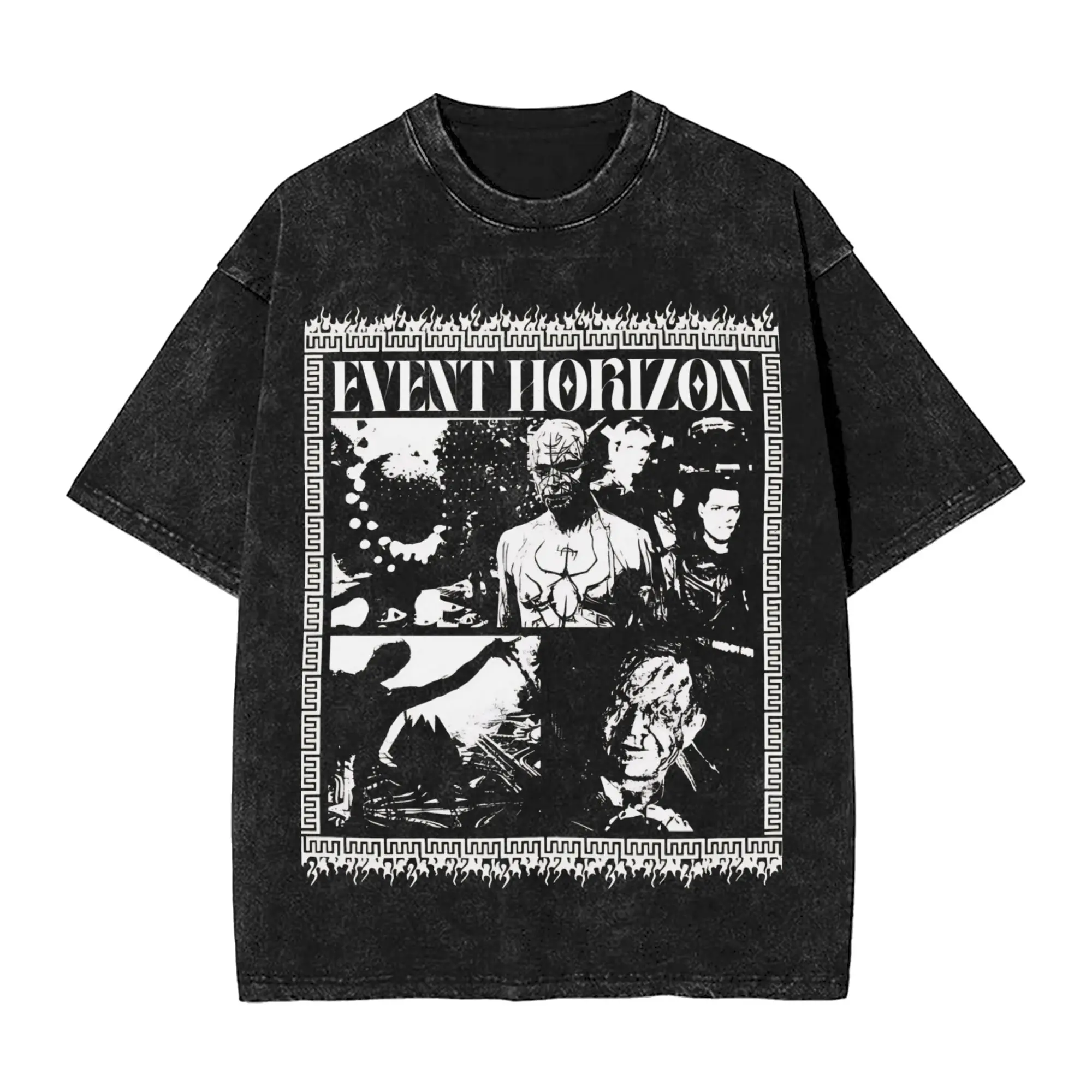 Event Horizon  T Shirt Hip Hop Washed Cotton Harajuku T-Shirt  Retro Men Women Streetwear Graphic Printed Tee Shirt
