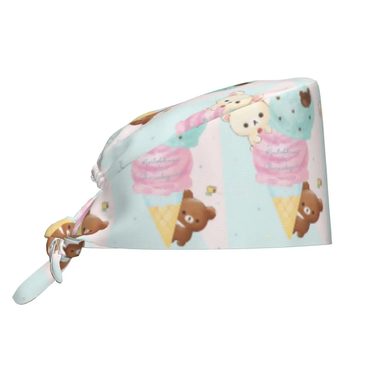 Work Scrubs Hat Cute Bear Rilakkuma Nurse Hat For Unisex Women Holder Long Hair Working Cap Comfortable Custom Medical Cap