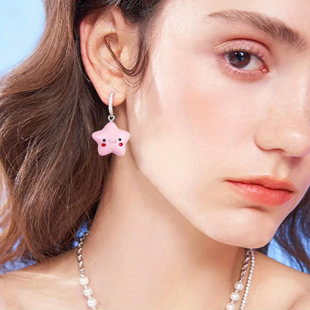 3/11/22 قطعة المعلقات متعددة الألوان على شكل نجمة ، أقراط قلادة ذاتية الصنع ، لإكسسوارات تزيين هدايا عيد الحب والهالوين #6